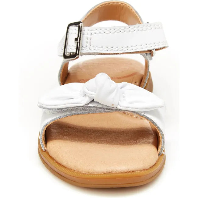 Front of Little Kids Whitney Stride Rite Sandal in white leather with velcro straps