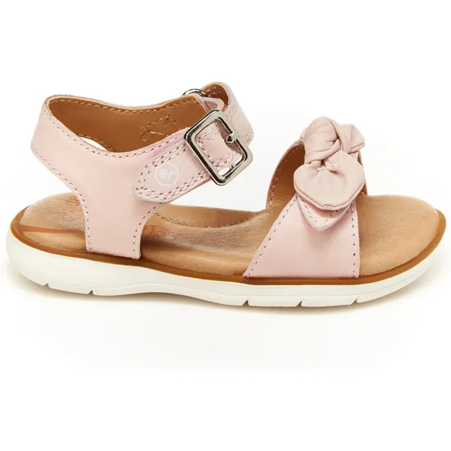 Lateral side of Infant Stride Rite Whitney Sandal in Light Pink with velcro and backstrap