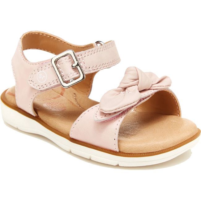 Front angled view of Infant Stride Rite Whitney Sandal in Light Pink with velcro and backstrap