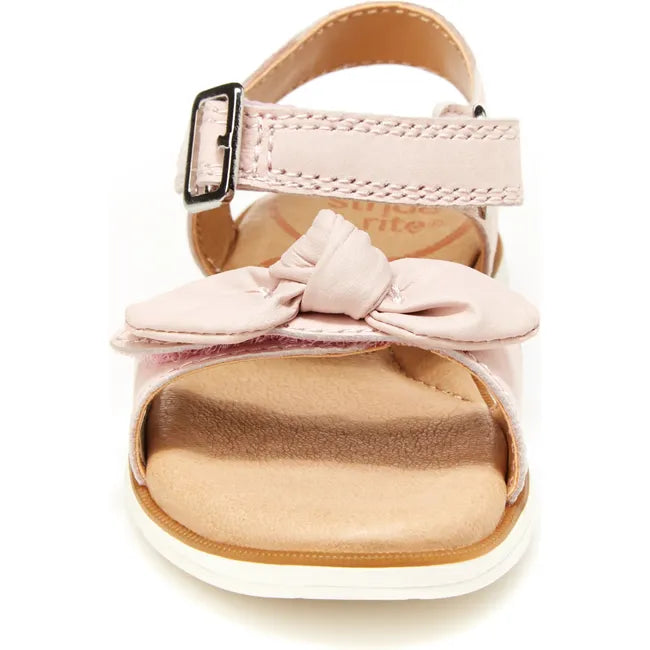 Front of Infant Stride Rite Whitney Sandal in Light Pink with velcro and backstrap
