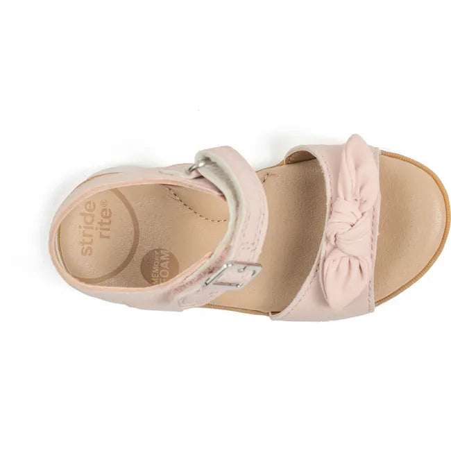 Upper of Infant Stride Rite Whitney Sandal in Light Pink with velcro and backstrap