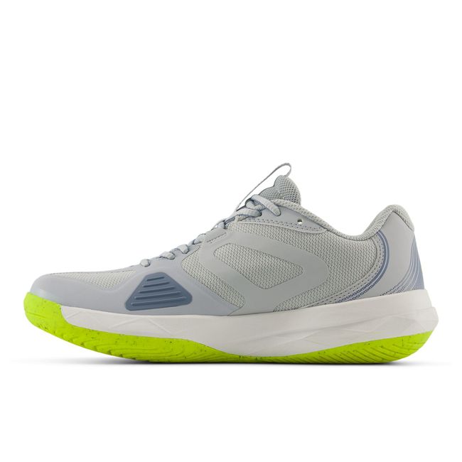 Medial profile of the New Balance SmashStep PKL in pale grey with a cream midsole