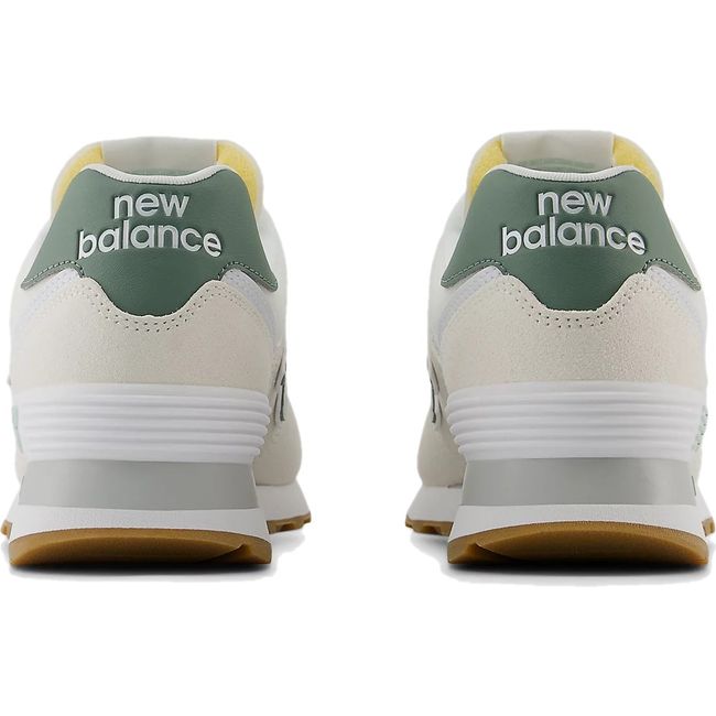 Heels of Women's New Balance 574 Lifestyle Shoes in Sea Salt beige and New Spruce green
