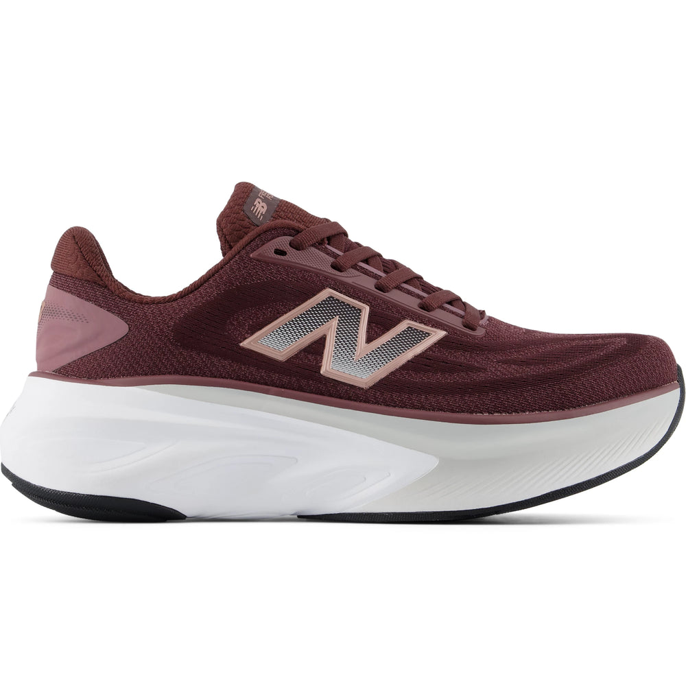 Side of New Balance Women's Fresh Foam X More v6 Running Shoe in Cherry Leather/Fast Track
