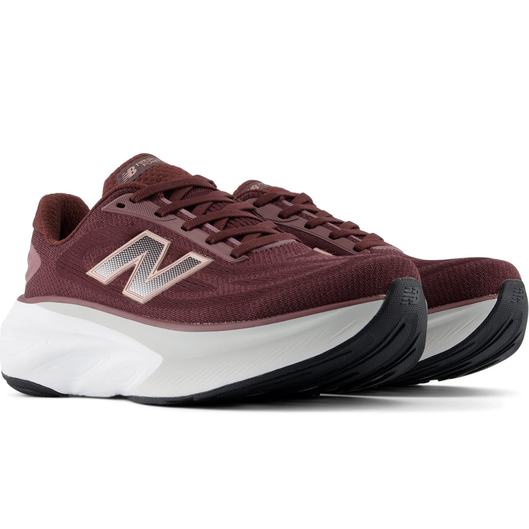 Pair of New Balance Women's Fresh Foam X More v6 Running Shoes in Cherry Leather/Fast Track