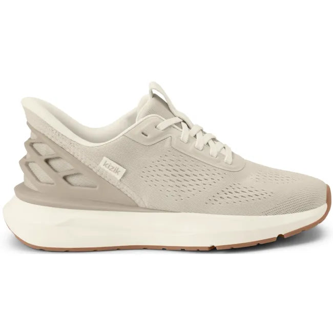 Lateral side of Women’s Kizik Athens 2 Sneaker in Oatmeal Beige with easy on HandsFree Step-In tech