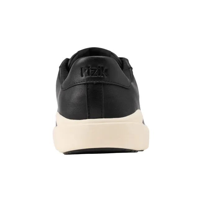 Heel of Women’s Kizik Vegas 2 Sneaker in black with off-white sole and handsfree step in