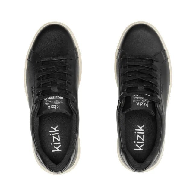 Upper of Women’s Kizik Vegas 2 Sneakers in black with off-white sole and handsfree step in