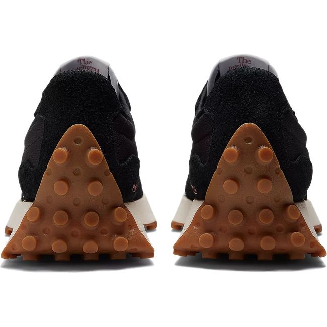 Heels of Women's New Balance 327 Lifestyle Shoes in Black and White