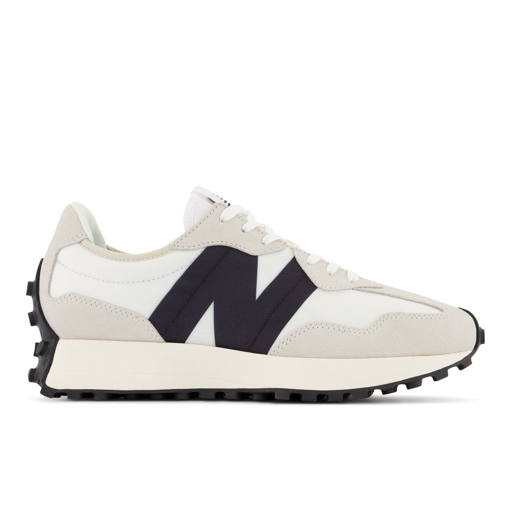 New Balance Women's 327 Lifestyle Shoe in Sea Salt/White/Black, outside view
