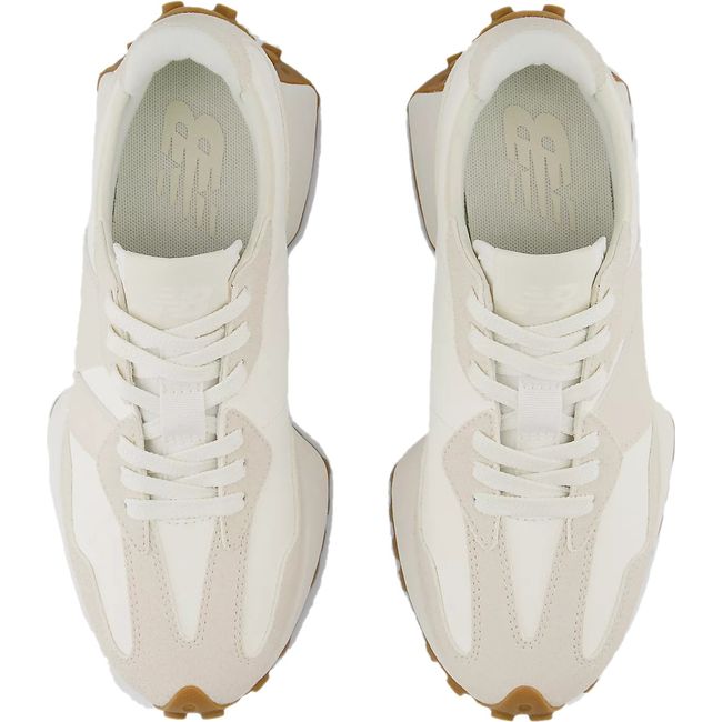 Lace up upper of Women's New Balance 327 Lifestyle Shoes in Linen Sea Salt