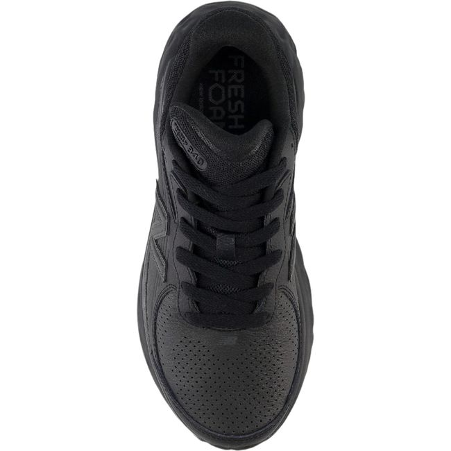 Top down view of Black New Balance Women's 840 Slip Resistant Work Shoe. Leather upper with laces