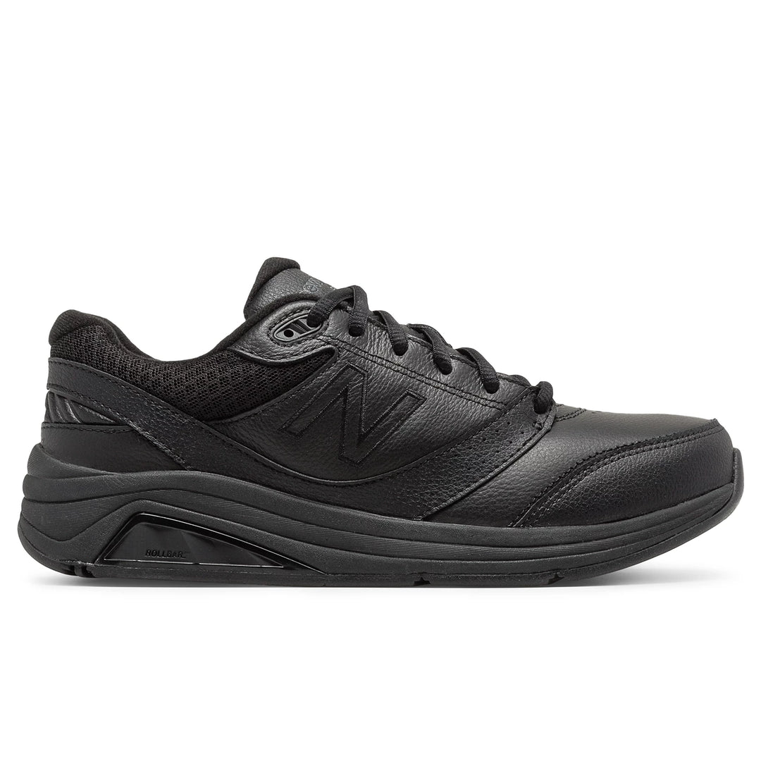 Side of New Balance Women's 928 v3 walking shoe in Black