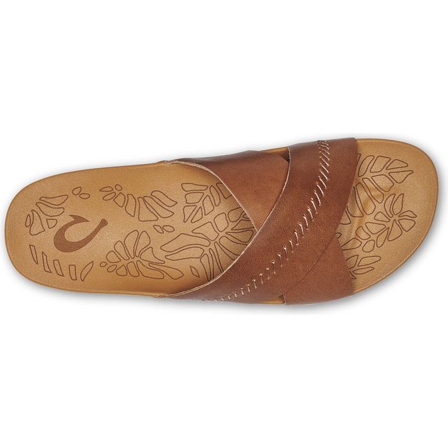Top down view of Women's Olukai Kipe'a 'Olu Sandal in Sahara tan leather