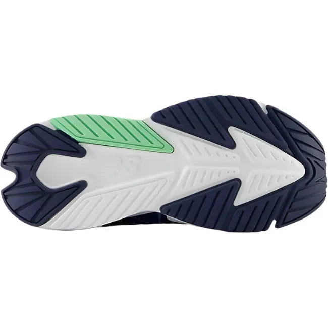 Sole of New Balance Kids' Rave Run V2 Top Strap Running Shoe in navy