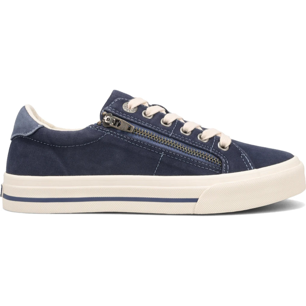 Taos Women's Z Soul Sneaker in Navy/Indigo Distressed, outside view