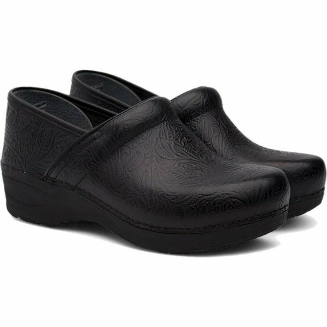 Dansko Women&#39;s XP 2.0 Slip-Resistant Nursing Clog Black Floral Leather DANSKO FOOTWEAR Roderer Shoe Center