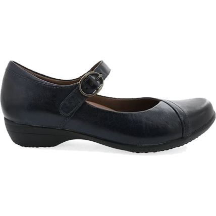 Dansko Women's Fawna Maryjane Dress Casual Flat Navy Leather DANSKO FOOTWEAR Roderer Shoe Center