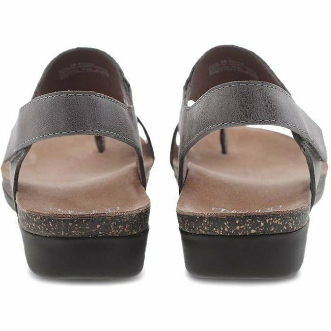 Dansko Women's Reece Toe Loop Leather Sandal in Stone Waxy DANSKO FOOTWEAR Roderer Shoe Center