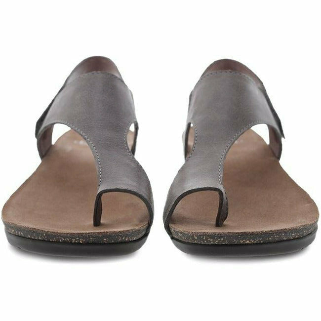 Dansko Women's Reece Toe Loop Leather Sandal in Stone Waxy DANSKO FOOTWEAR Roderer Shoe Center