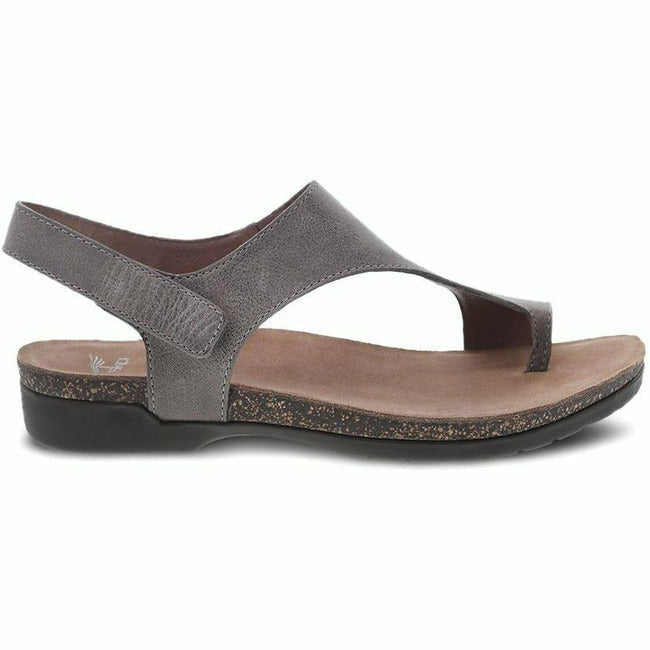 Dansko Women's Reece Toe Loop Leather Sandal in Stone Waxy DANSKO FOOTWEAR Roderer Shoe Center