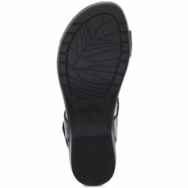 Dansko Women's Reece Toe Loop Leather Sandal in Black Waxy DANSKO FOOTWEAR Roderer Shoe Center