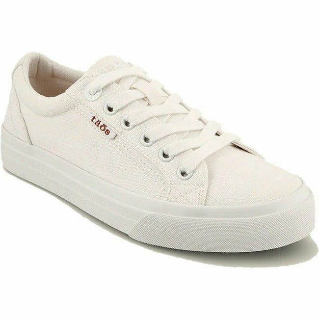 Taos Women's Plim Soul Canvas Sneaker Metatarsal Support in White TAOS FOOTWEAR Roderer Shoe Center
