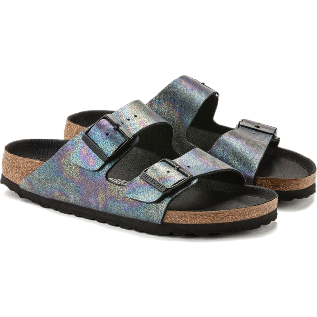 Birkenstock Women s Arizona Vegan Black Iridescent Narrow Sandal