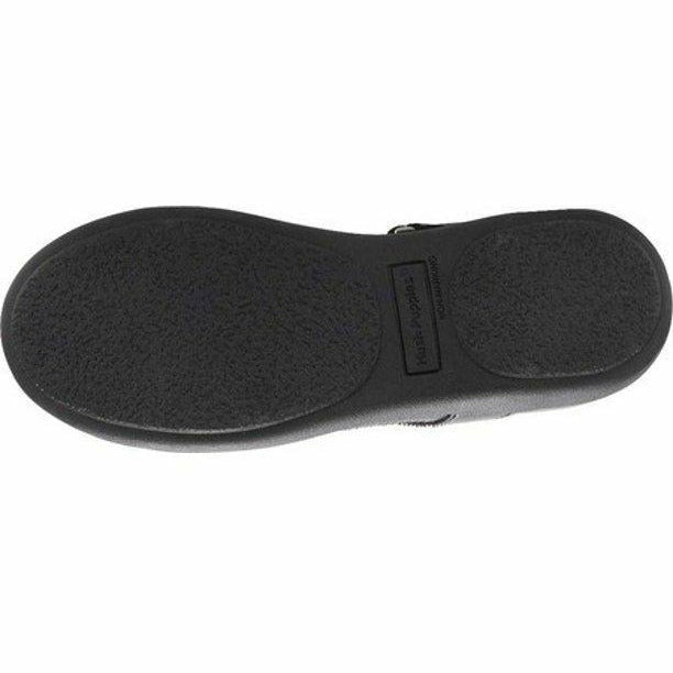 Sole of Toddler Hush Puppies Mary Jane Reese Shoe in brown leather upper with brown outsole