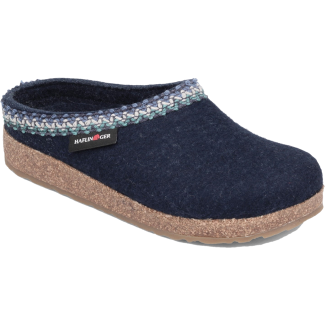Haflinger Unisex Zig Zag Arch Support Wool Clog Blue HAFLINGER FOOTWEAR Roderer Shoe Center