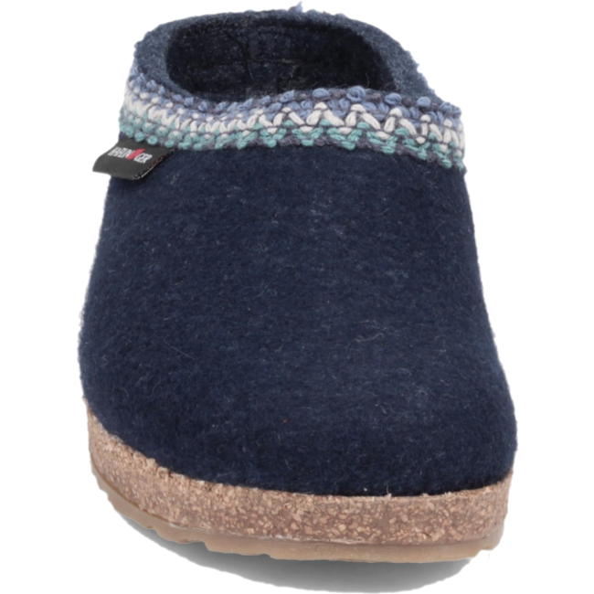 Haflinger Unisex Zig Zag Arch Support Wool Clog Blue HAFLINGER FOOTWEAR Roderer Shoe Center