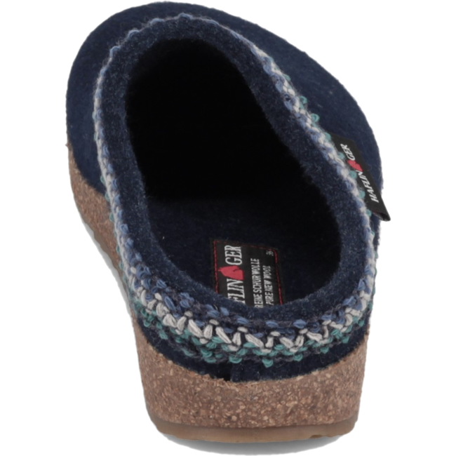 Haflinger Unisex Zig Zag Arch Support Wool Clog Blue HAFLINGER FOOTWEAR Roderer Shoe Center