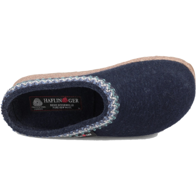 Haflinger Unisex Zig Zag Arch Support Wool Clog Blue HAFLINGER FOOTWEAR Roderer Shoe Center