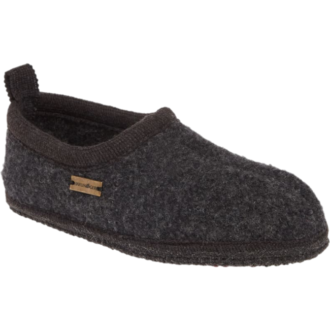 Haflinger Freddie Adult Unisex Boiled Wool Slipper Charcoal HAFLINGER FOOTWEAR Roderer Shoe Center