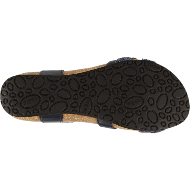 Taos Women&#39;s Trulie Sandal Comfort Cork Footbed Navy Leather TAOS FOOTWEAR Roderer Shoe Center