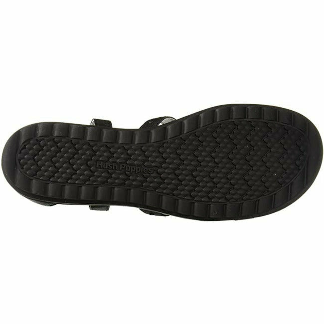 Heel of Kids Hush Puppies Addie Sandal in Olive Black with a black outsole