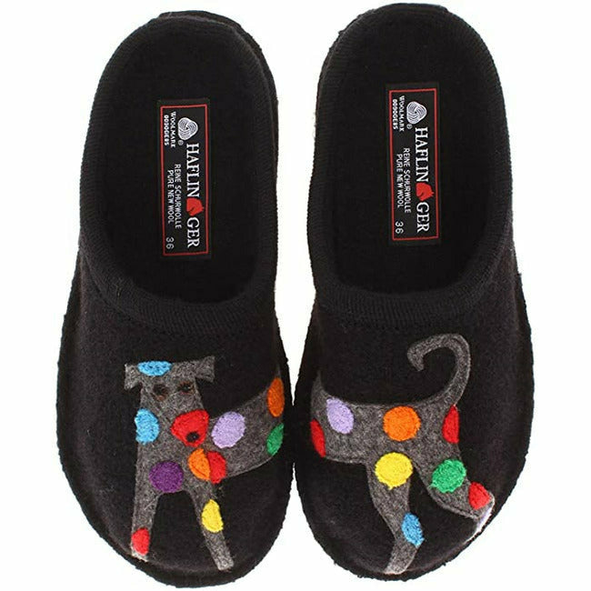 Haflinger Women's Boiled Wool Machine Washable House Slippers Black HAFLINGER FOOTWEAR Roderer Shoe Center