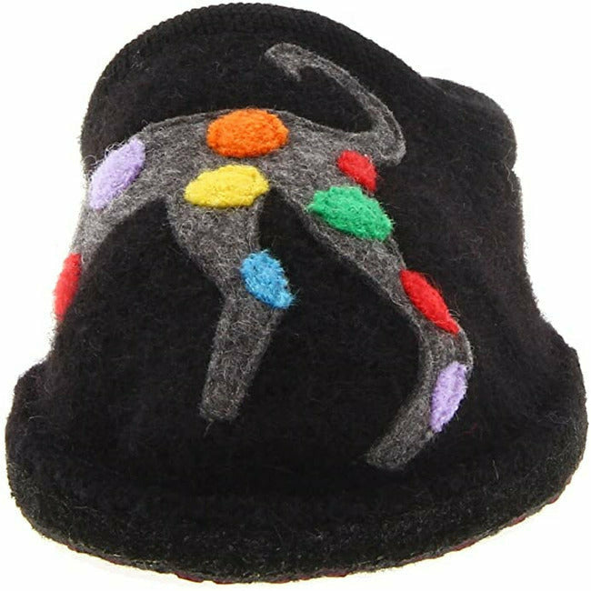 Haflinger Women&#39;s Boiled Wool Machine Washable House Slippers Black HAFLINGER FOOTWEAR Roderer Shoe Center