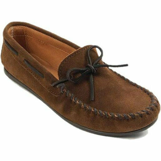 Minnetonka Men's Classic Slip On Moc Handmade Loafer Dusty Brown MINNETONKA FOOTWEAR Roderer Shoe Center