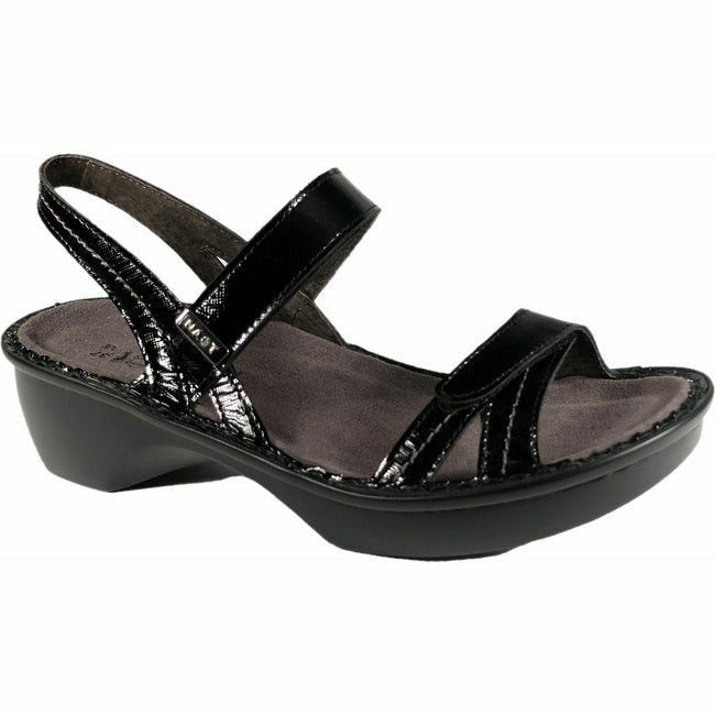 Naot Women's Brussels Orthotic Friendly Sandal Black Luster Leather NAOT FOOTWEAR Roderer Shoe Center