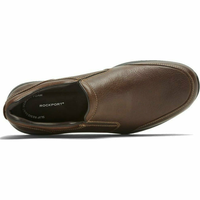 Rockport Men's Edge Hill II Double Gore Slip On Casual Brown Leather