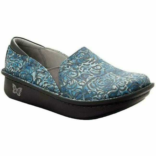 Alegria Women's Debra Slip On Loafer Blue Flower Leather ALEGRIA FOOTWEAR Roderer Shoe Center
