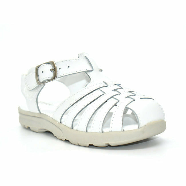 Stride Rite (Little Kid) Georgia White Leather Sandal Velcro Closure STRIDE RITE FOOTWEAR Roderer Shoe Center
