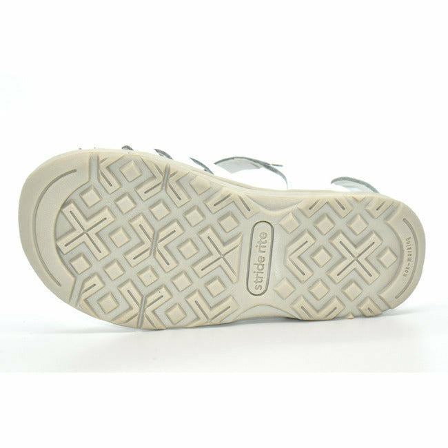 Stride Rite (Little Kid) Georgia White Leather Sandal Velcro Closure STRIDE RITE FOOTWEAR Roderer Shoe Center