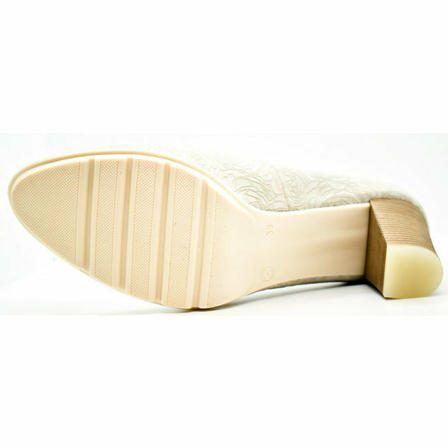 Dorking Women's Rubi Pump High Heel Shoe White Leather Pattern DORKING FOOTWEAR Roderer Shoe Center