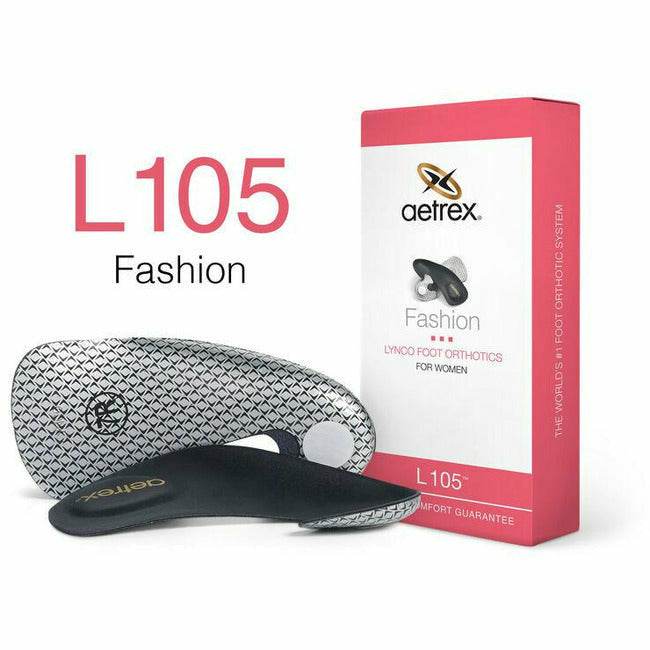 Box of Aetrex Women's L105 Fashion Orthotic Arch Support Best for Pumps, Heels, Flats, Dress shoes