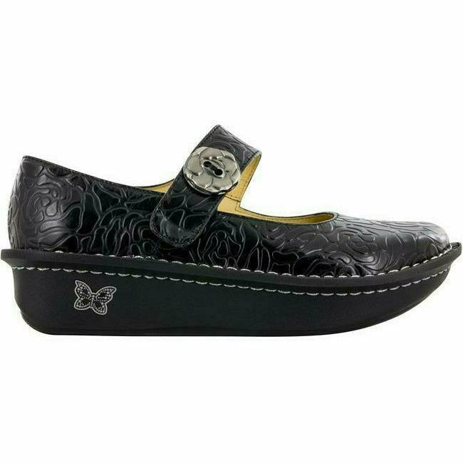 Alegria Women's Paloma Comfort and Support Mary Jane Black Embossed  ALEGRIA FOOTWEAR Roderer Shoe Center