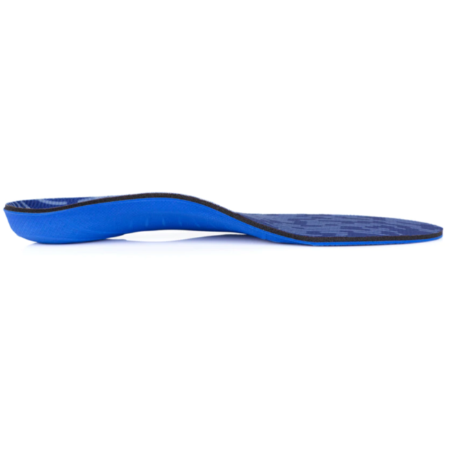 Medial side Unisex PowerStep Pinnacle Low Orthotic Insoles showing arch support