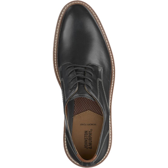 Johnston &amp; Murphy Men's Upton Plain Toe Dress Shoe Black Full Grain 20-3521