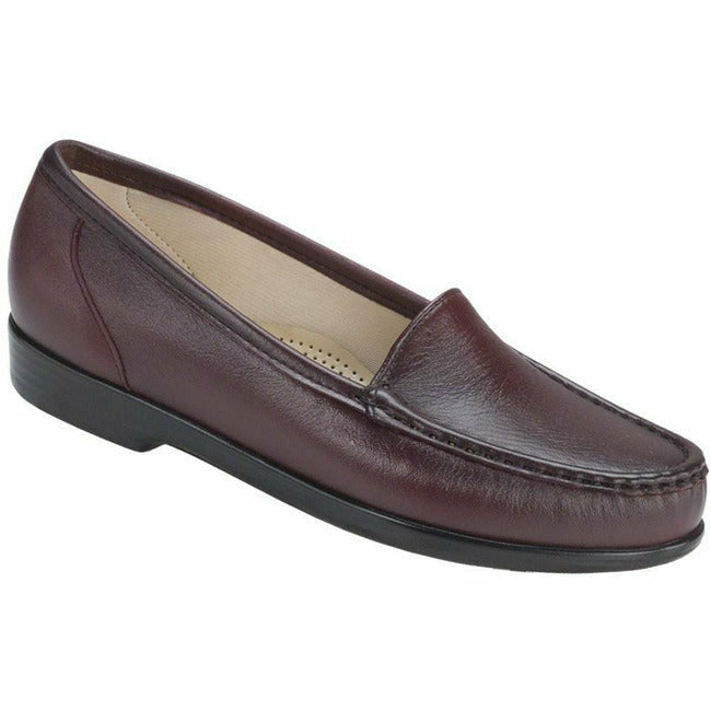 SAS women's Simplify slip on moc toe loafer shoe Antique Wine Leather SAS FOOTWEAR Roderer Shoe Center